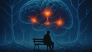 Illustrazione concettuale di un cervello umano che mostra aree evidenziate