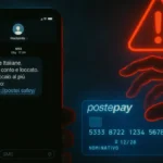 Illustrazione digitale di un email o SMS fraudolento di Poste Italiane