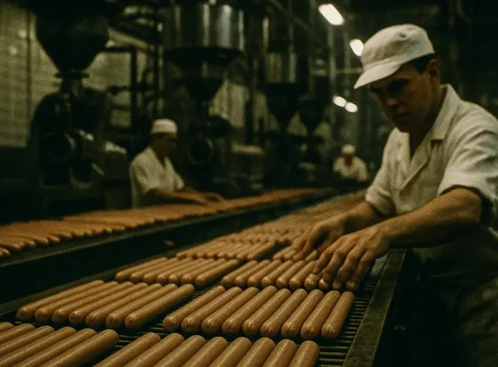 Illustrazione schematica della produzione industriale di hot dog