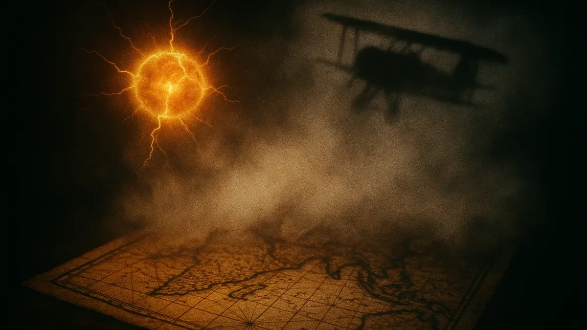 Illustrazione vintage di un cielo notturno con fulmini