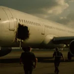 Immagine drammatica di un aereo di linea Airbus A321