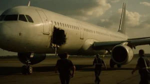 Immagine drammatica di un aereo di linea Airbus A321