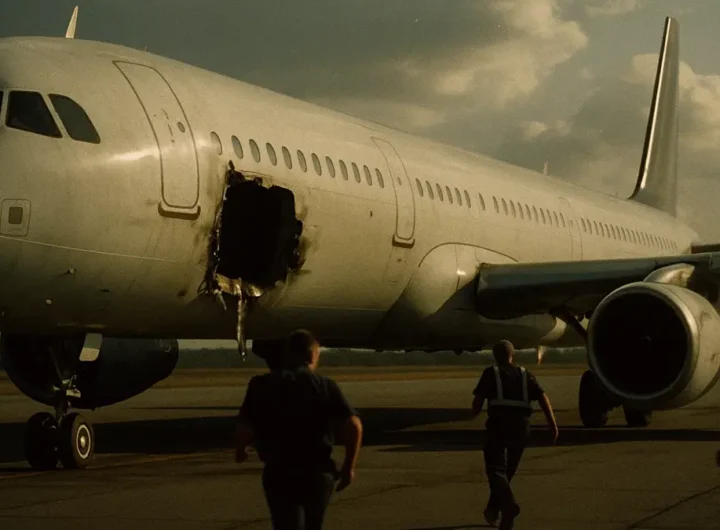 Immagine drammatica di un aereo di linea Airbus A321