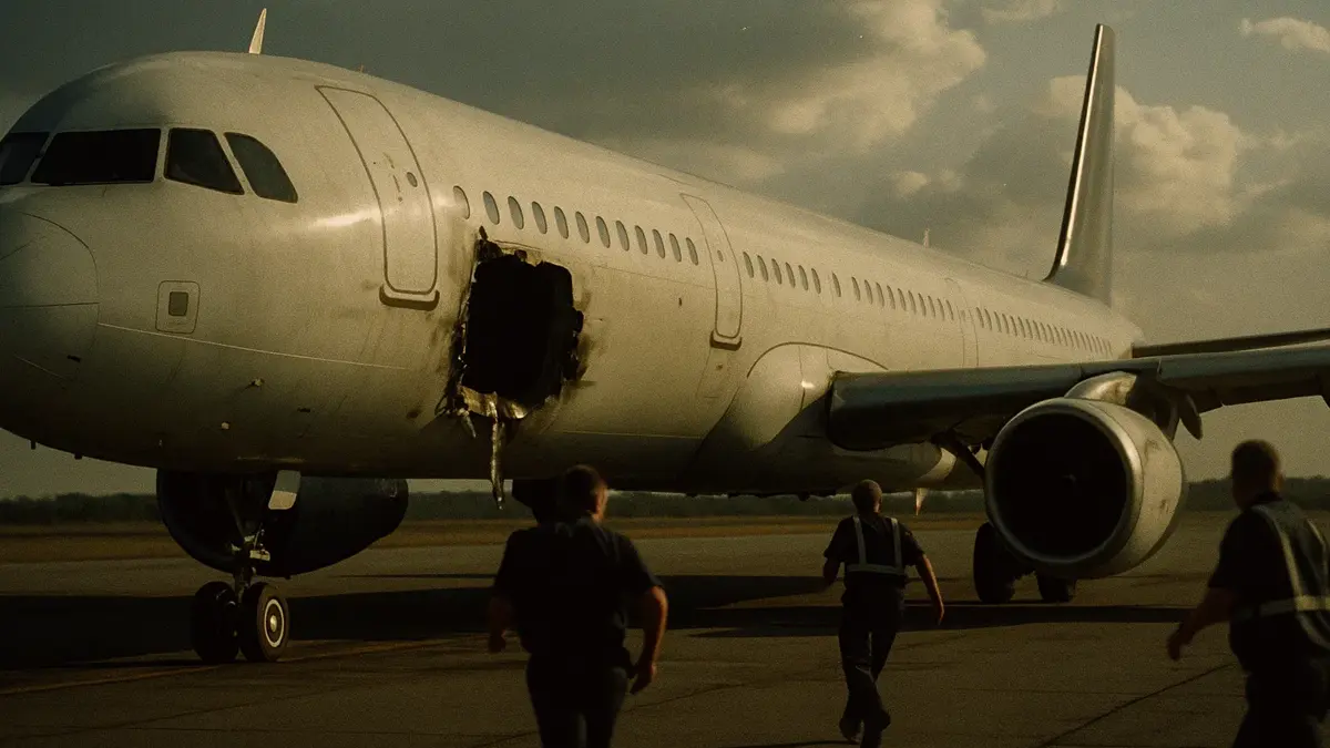 Immagine drammatica di un aereo di linea Airbus A321