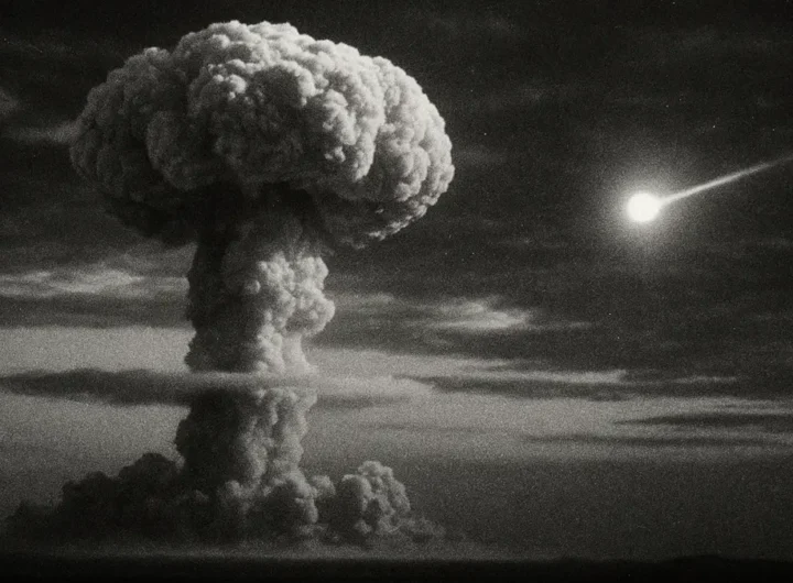 Luce notturna misteriosa e anomala su un area di test nucleare