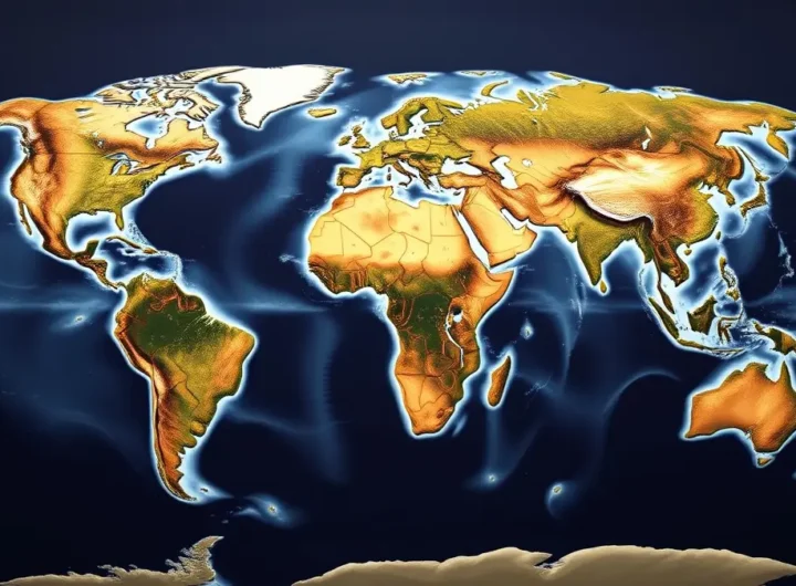 Mappa che mostra il supercontinente Pangea e la sua successiva frammentazione