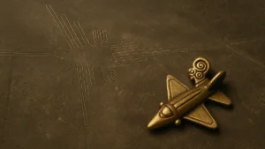 Modellino in oro precolombiano a forma di aereo o zoomorfo