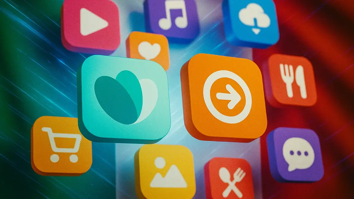 Mosaico di icone app italiane curiose