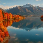 Panorama autunnale Nuova Zelanda Isola Sud