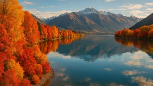 Panorama autunnale Nuova Zelanda Isola Sud