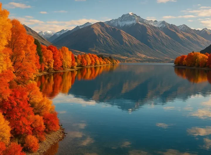 Panorama autunnale Nuova Zelanda Isola Sud