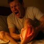 Persona che afferra il polpaccio per un crampo notturno