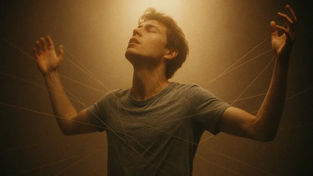 Persona che si libera da fili invisibili