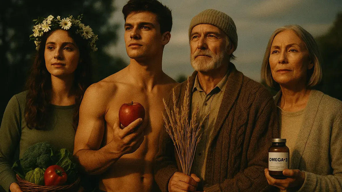 Persona di diversa età in quattro stagioni per rappresentare mese di nascita e longevità