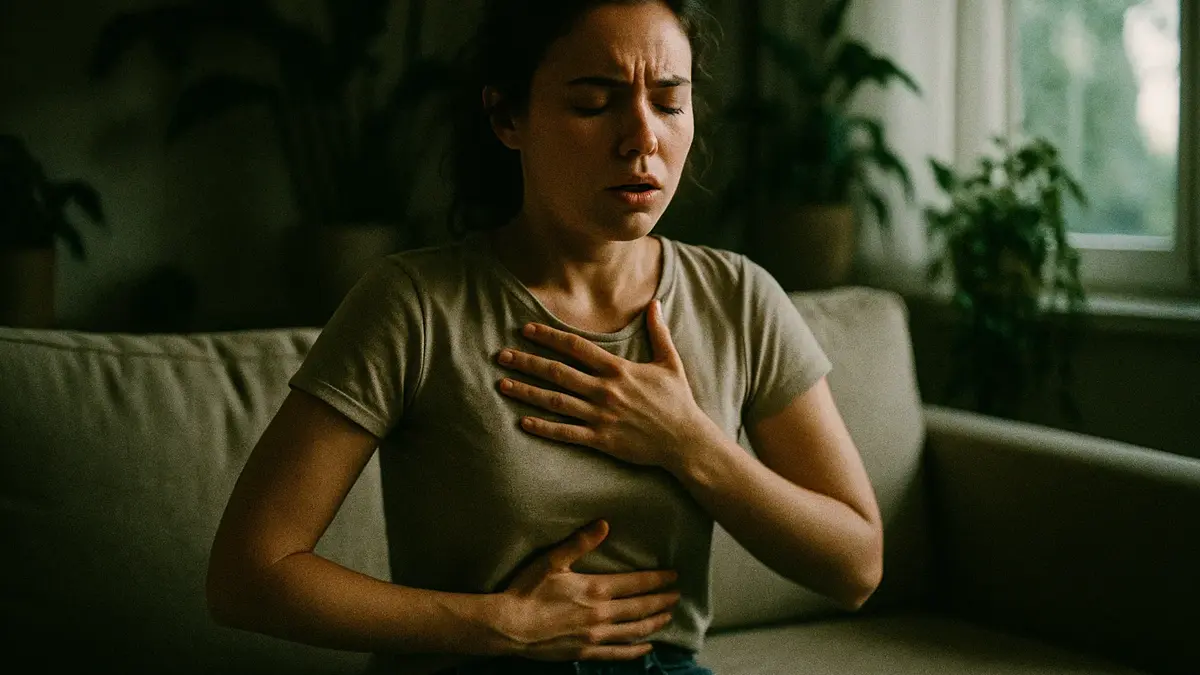 Persona seduta in un luogo tranquillo che pratica esercizi di respirazione profonda