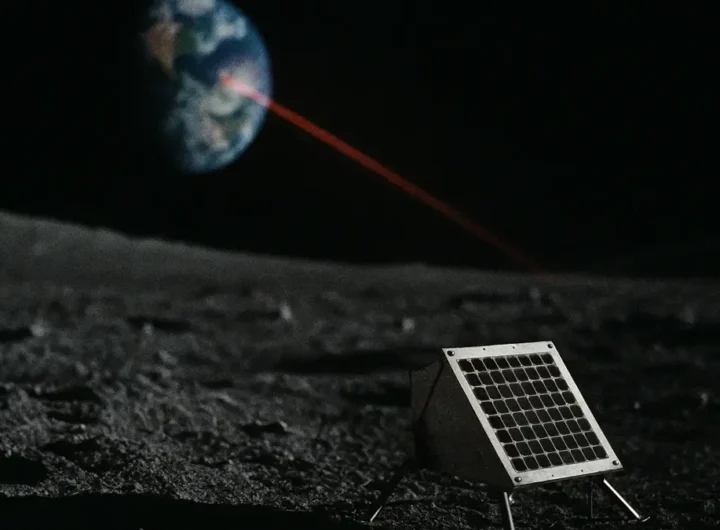 Primo piano dei retroriflettori Apollo sulla Luna