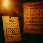 Primo piano del calendario gregoriano con freccia che indica un cambio al calendario giuliano