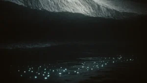 Primo piano del lago Vostok subglaciale con carota di ghiaccio