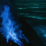 Primo piano del vulcano Kawah Ijen in Indonesia