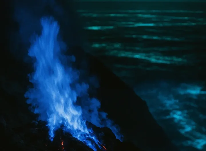 Primo piano del vulcano Kawah Ijen in Indonesia