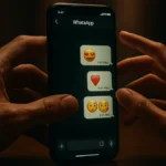 Primo piano dello schermo di uno smartphone che mostra una chat WhatsApp di flirt