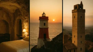 Primo piano di un faro storico italiano