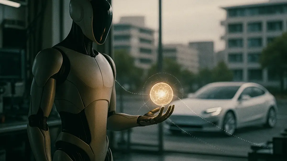 Robot umanoide Optimus con il logo Tesla