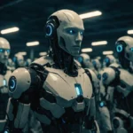 Robot umanoide in un ambiente di fabbrica