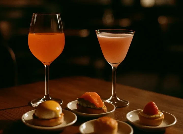 Tavolo da aperitivo brunch alle 16 con cocktail