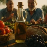 Tavolo imbandito con alimenti della Dieta Mediterranea