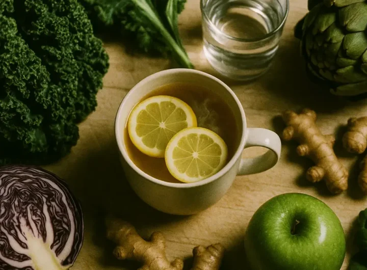 Tazza di tisana detox con limone e zenzero