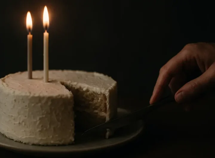 Torta di compleanno con poche candele