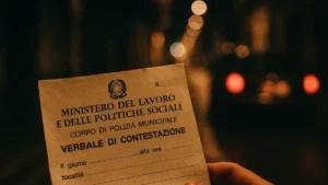 Un primo piano su un verbale di multa