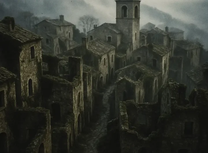 Veduta panoramica di un borgo italiano abbandonato