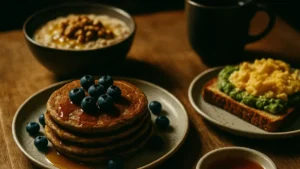 colazione-senza-glutine-assortimento-pancakes-frutta-fresca