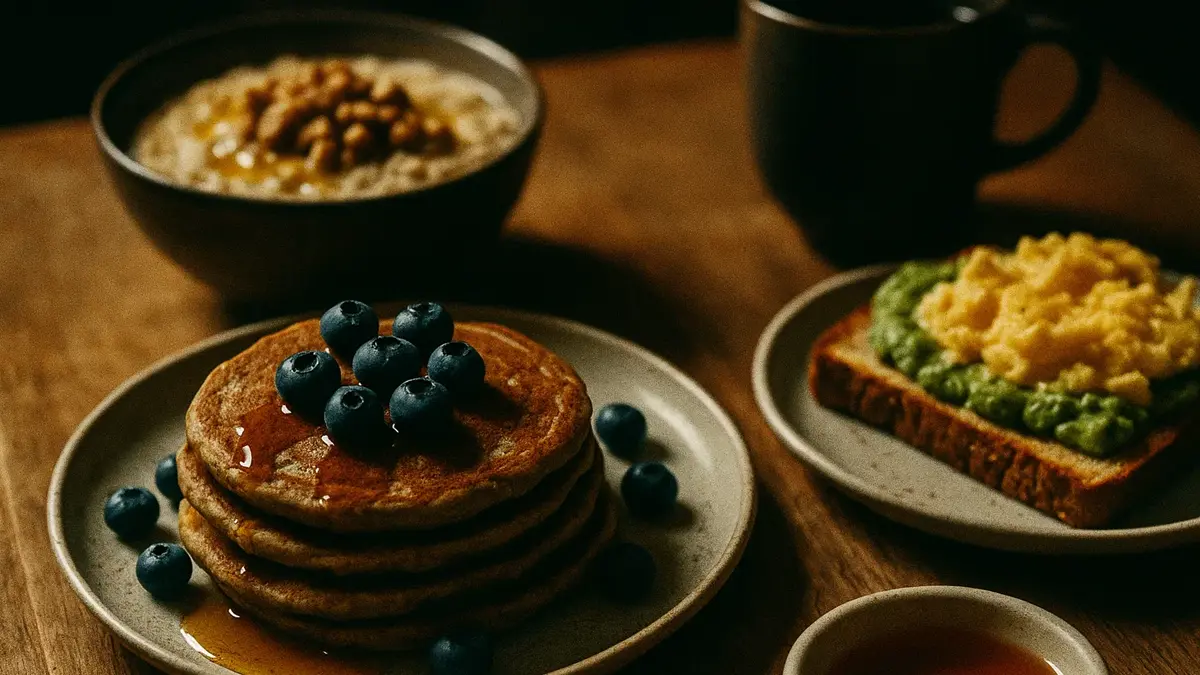 colazione-senza-glutine-assortimento-pancakes-frutta-fresca