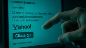 dettagli ravvicinati dello schermo di un computer che mostra un email di phishing