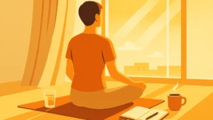 donna-sorridente-che-medita-alla-luce-del-sole