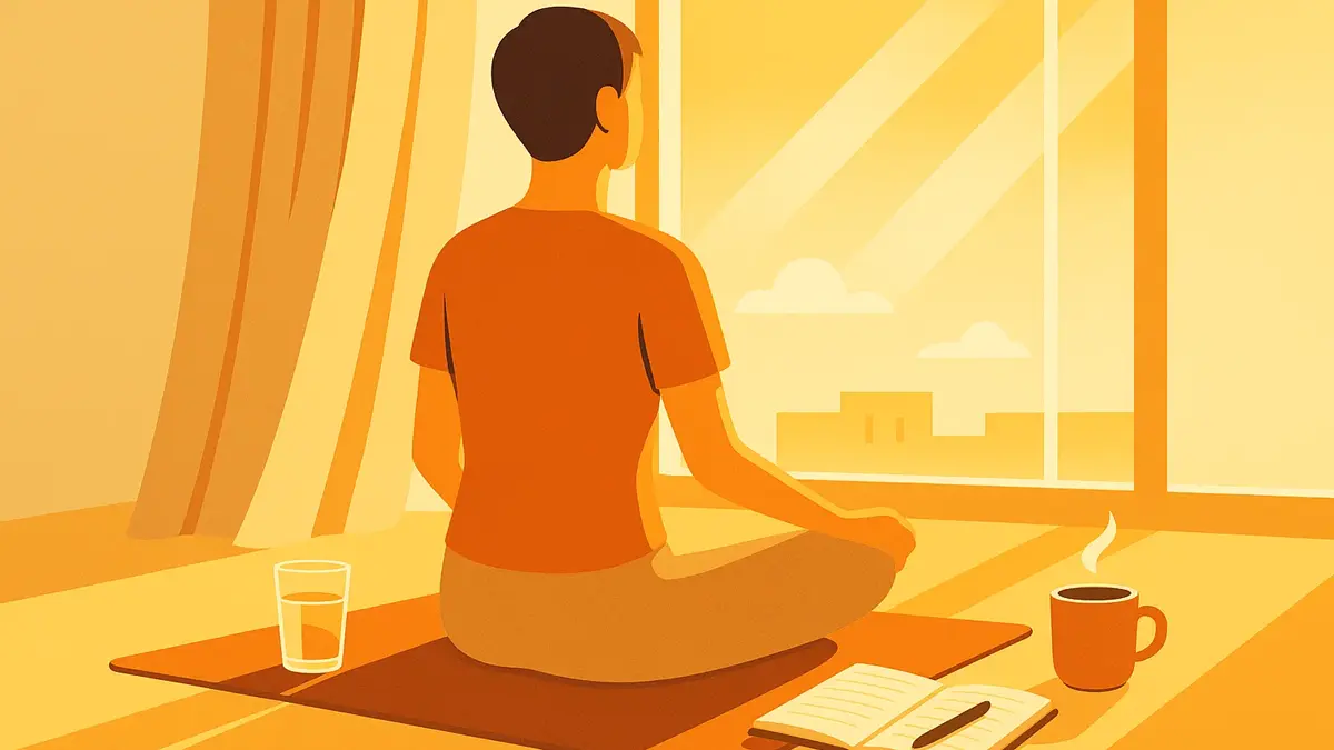 donna-sorridente-che-medita-alla-luce-del-sole