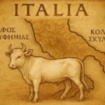 mappa storica che mostra la prima estensione del nome Italia