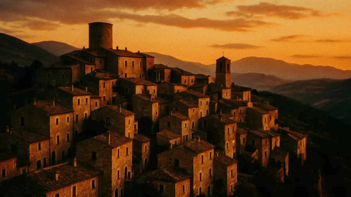 Borgo medievale Santo Stefano di Sessanio al tramonto