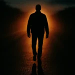 Figura umana che affronta la propria ombra luminosa
