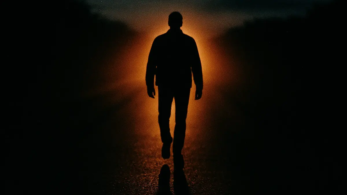 Figura umana che affronta la propria ombra luminosa
