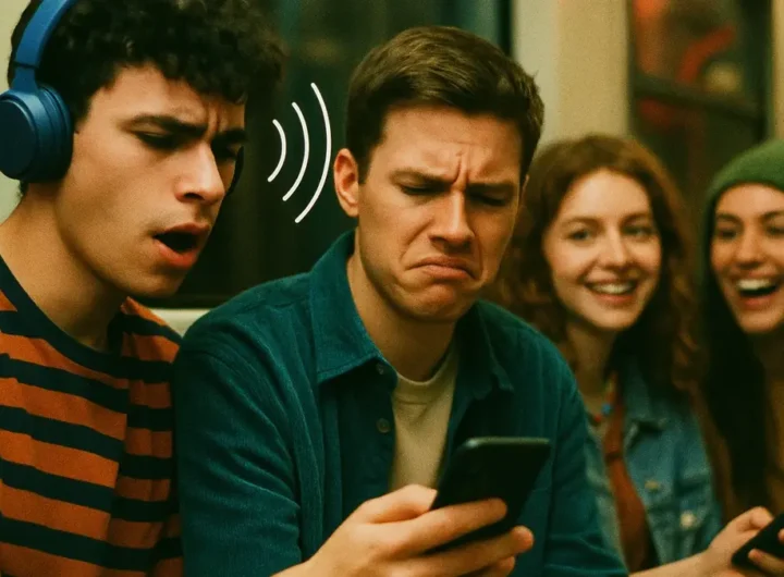 Generazione Z seduta a un tavolo con gli smartphone