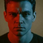 Persona con metà volto calma e metà arrabbiata