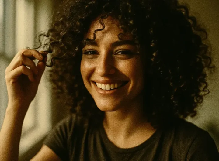 donna con capelli ricci naturali e morbidi