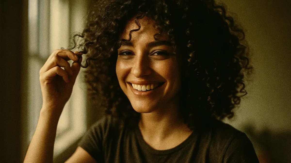 donna con capelli ricci naturali e morbidi